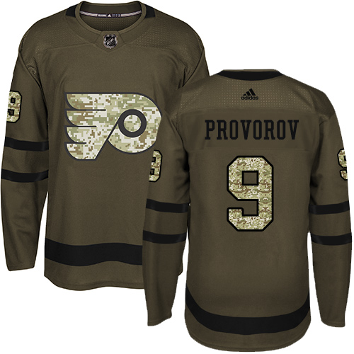 Adidas Flyers #9 Ivan Provorov Green Salute to Service Stitched Youth NHL Jersey